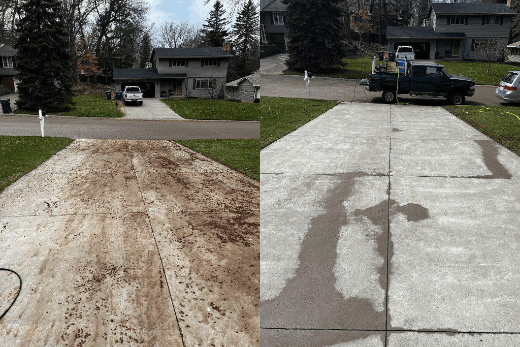 Before and after Driveway Cleaning